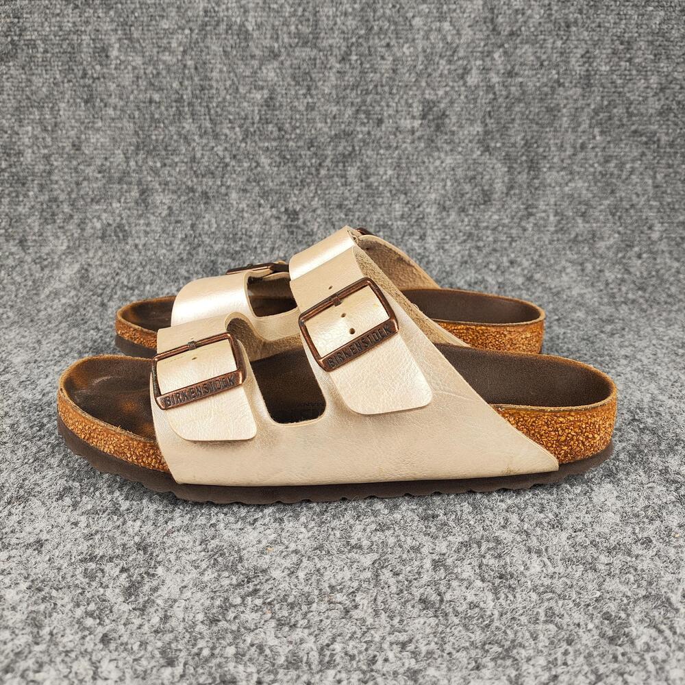 Birkenstock Arizona Sandals Womens Size 6 Gold Synthetic Cork Footbed Slides